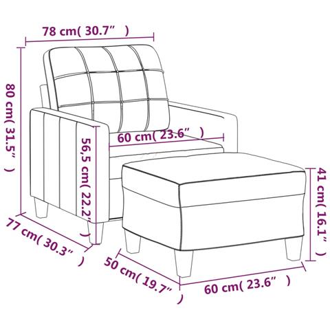 Poltrona con Poggiapiedi Grigio 60 cm in Similpelle - Foto 7