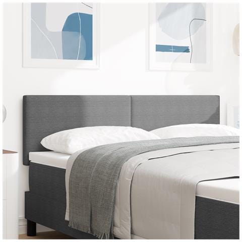 Testiera Design Semplice Grigio Chiaro 140 cm in Tessuto Corduroy - Foto 2
