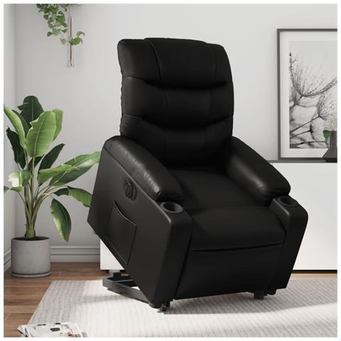 Poltrona Alzapersona Reclinabile Elettrica Nera in Similpelle - Foto 2