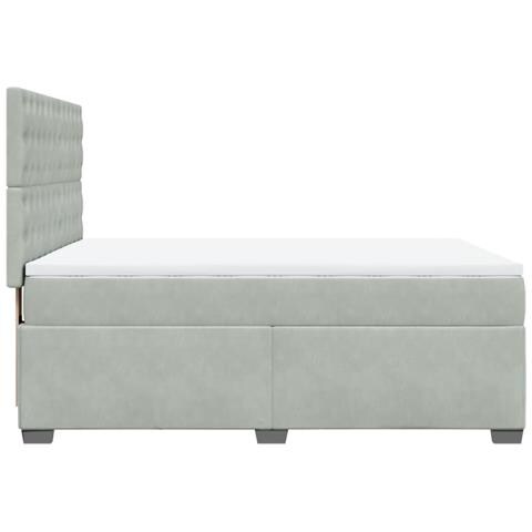 Giroletto a Molle con Materasso Grigio Chiaro 140x200cm Velluto - Foto 9