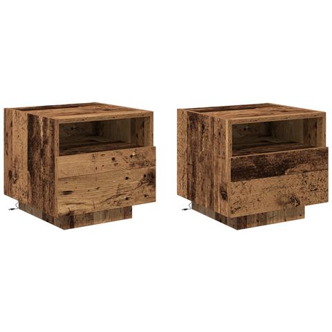 Comodini con Luci LED 2 pcs Legno Vecchio 40x39x37 cm - Foto 1