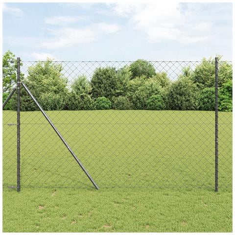 Recinzione in rete metallica con 13 pali 1.6x25 m Acciaio zincato Grigio - Foto 2