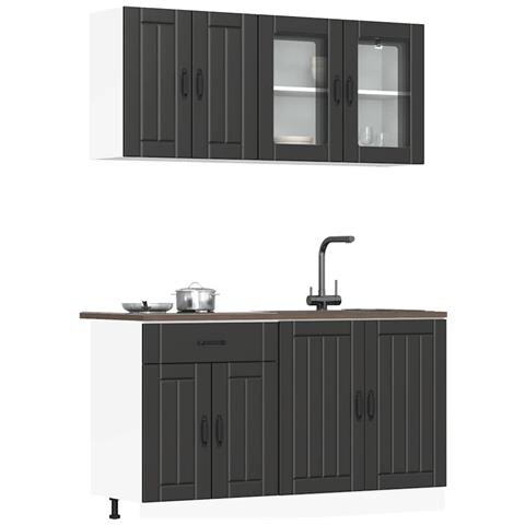 Set Mobili da Cucina 4 pz Kalmar Neri Legno Multistrato - Foto 2