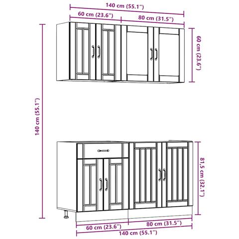 Set Mobili da Cucina 4 pz Kalmar Neri Legno Multistrato - Foto 9