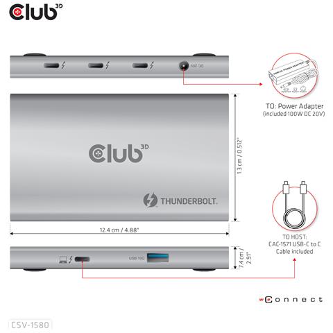 CSV-1580 replicatore di porte e docking station per laptop Thunderbolt 4 Argento - Foto 2