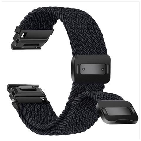 Cinturino Intrecciato In Nylon Elastico Con Fibbia Magnetica A Sgancio Rapido Compatibile Con Garmin Fenix Series Black 22 Mm - Foto 1
