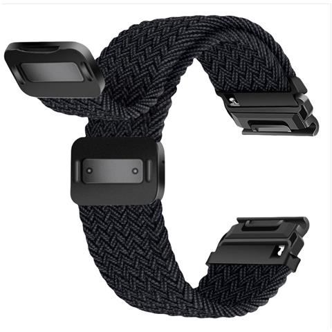 Cinturino Intrecciato In Nylon Elastico Con Fibbia Magnetica A Sgancio Rapido Compatibile Con Garmin Fenix Series Black 22 Mm - Foto 3