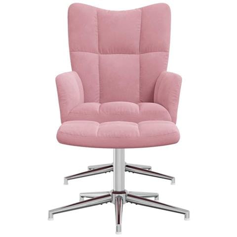 Lusso Casadino -  Poltrona Relax Con Poggiapiedi Rosa In Velluto - Foto 2