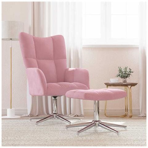 Lusso Casadino -  Poltrona Relax Con Poggiapiedi Rosa In Velluto - Foto 8