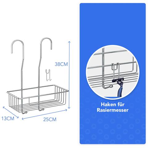 Bamodi Mensola Doccia 2 Pz. Senza Trapano Acciaio Regolabile Bagno - Foto 5