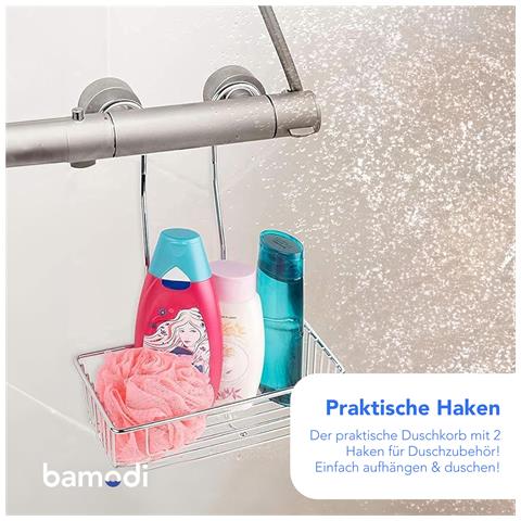 Bamodi Mensola Doccia 2 Pz. Senza Trapano Acciaio Regolabile Bagno - Foto 2