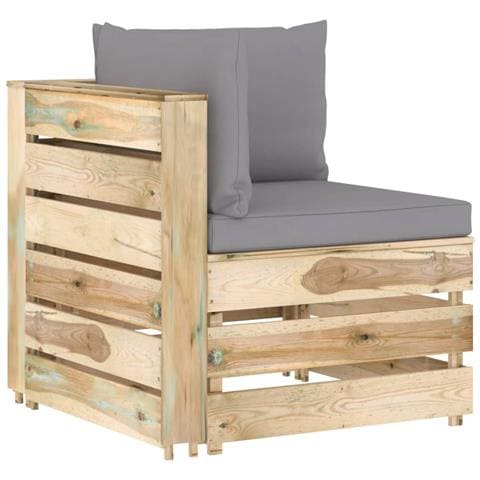 Divano Angolare Modulare Con Cuscini In Legno Impregnato Verde - Foto 2