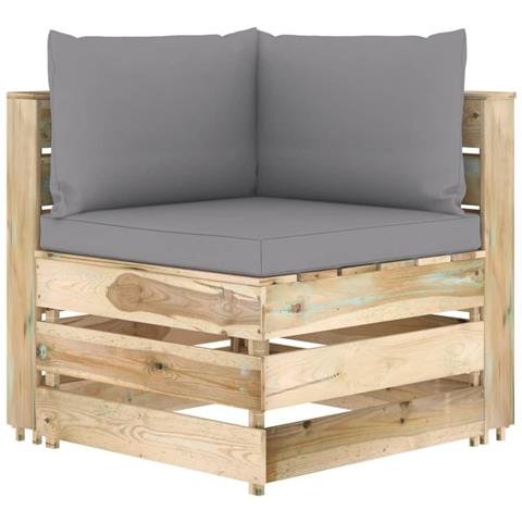 Divano Angolare Modulare Con Cuscini In Legno Impregnato Verde - Foto 1