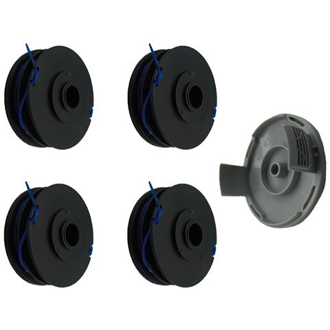 Kit Testina Tagliabordi Ryobi: Bobina Rac123 (x4) E Coperchio Rac122 (x1) - Set Di Ricambio Compatibile - Foto 1