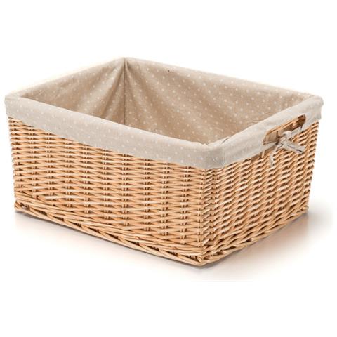 Cestino Vimini Rettang. Piccolo Con Fodera A Pois - Foto 1