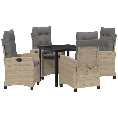 Set da Pranzo per Giardino 5 pcs Beige polyrattan - Foto 1