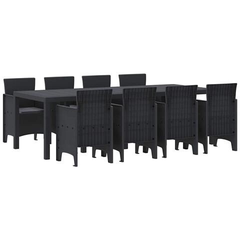 Set da Pranzo per Giardino 9 pcs Antracite Rattan Polt - Foto 1