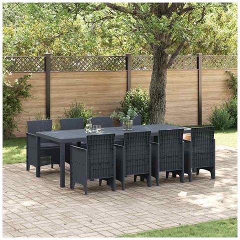 Set da Pranzo per Giardino 9 pcs Antracite Rattan Polt - Foto 2