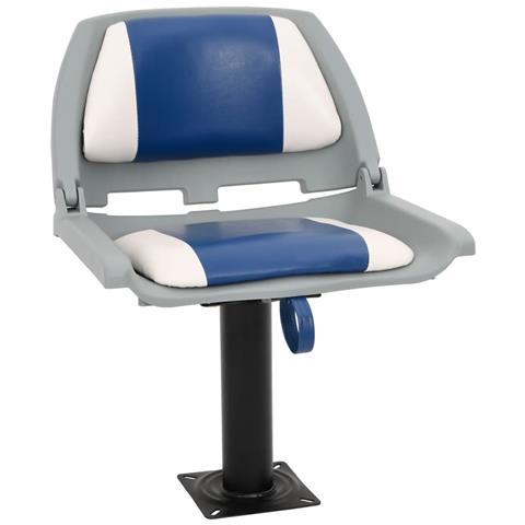 Set Sedile per Barca Pieghevole 4 pz Blu e Bianco 48x51x41 cm - Foto 2