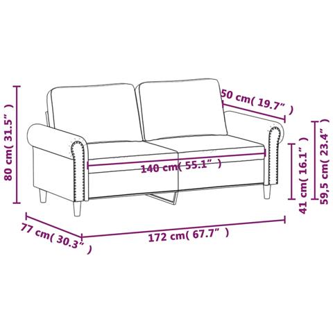 Divano a 2 Posti Rosa 140 cm in Velluto - Foto 9