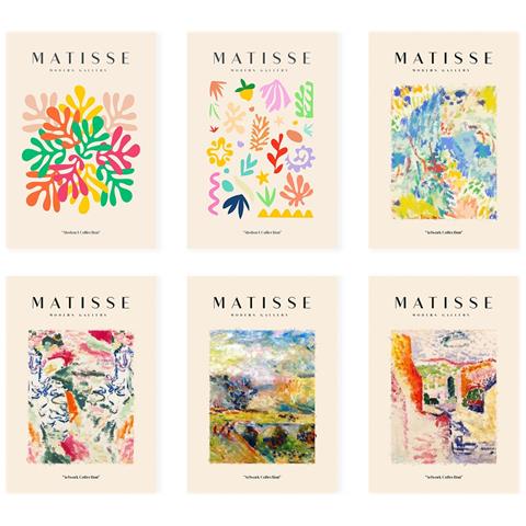 Set Di 6 Stampe Künstlerischen Illustrationen Von Henri Matisse Landschaften Sammlung Von Dekorations Gemälden Im Kunstgalerie Stil A3 Senza Cornice - Foto 1