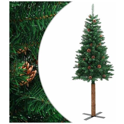 Lusso Casadino -  Albero Di Natale Sottile Con Legno Vero E Pigne Verde 150cm Pvc - Foto 1