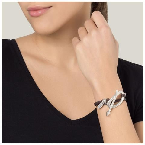 Bracciale Doppio In Pelle Argentata-marrone - Foto 2