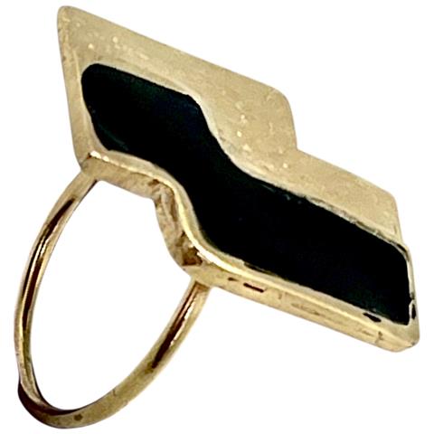 Anello A Forma Di Bilancia In Oro Con Lacca Nera - Foto 1