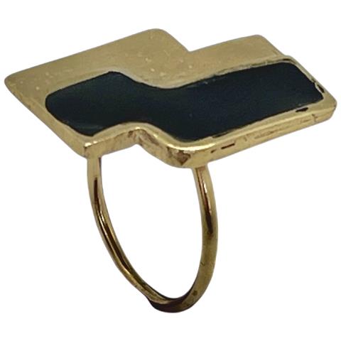 Anello A Forma Di Bilancia In Oro Con Lacca Nera - Foto 2