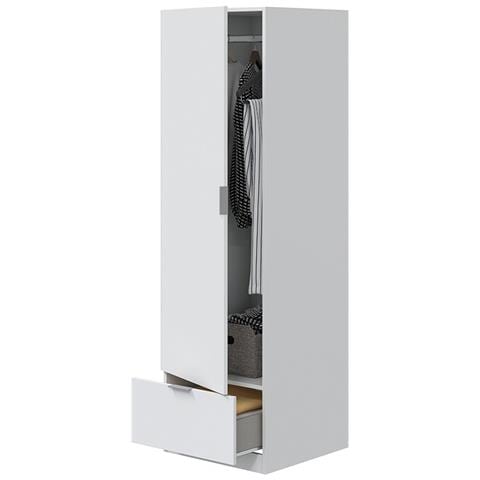 Armadio Camera Da Letto Dello - Guardaroba Grande Un Cassetto, 50x170h Cm Bianco - Foto 8
