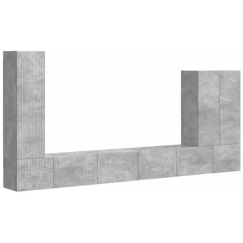 Set di Mobiletto da TV a Parete 6 pcs Grigio cemento - Foto 1
