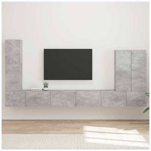 Set di Mobiletto da TV a Parete 6 pcs Grigio cemento - Foto 2