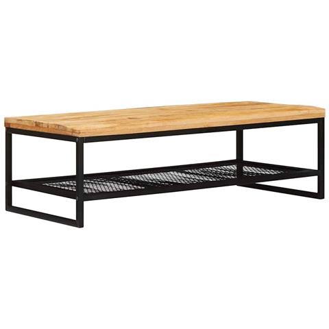 Tavolino da salotto Marrone e Nero Legno di mango massello - Foto 2