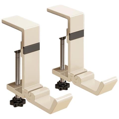 Gancio Per Zaino Da Scrivania Senza Trapano Pieghevole Magnetico 2 Pezzi - Acciaio Al Carbonio, Morsetto Regolabile Antiscivolo Salva-spazio Beige - Foto 1