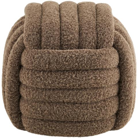 Pouf Napier In Tessuto Marrone Con Design Annodato 48×48×43 Cm - Foto 2