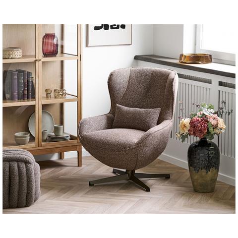 Pouf Napier In Tessuto Marrone Con Design Annodato 48×48×43 Cm - Foto 5