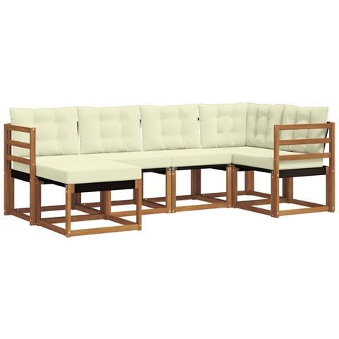 Set di divani da esterno con cuscino 6 pcs Naturale e Crema - Foto 1