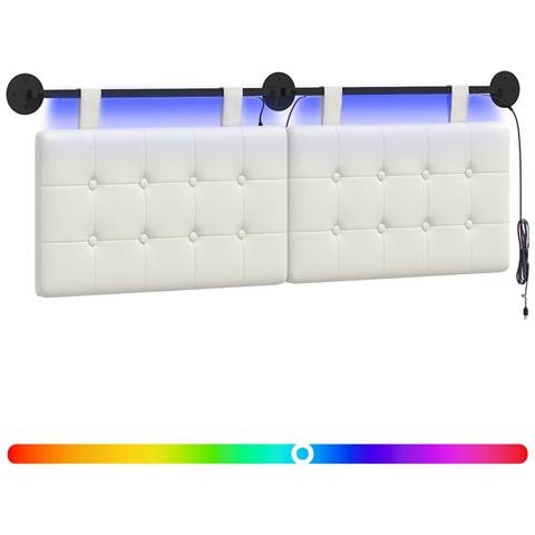 Testiera sospesa Con luce LED Bianco Similpelle - Foto 1
