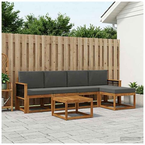 Set di divani da esterno 6 pcs Naturale e Antracite Poliestere - Foto 2