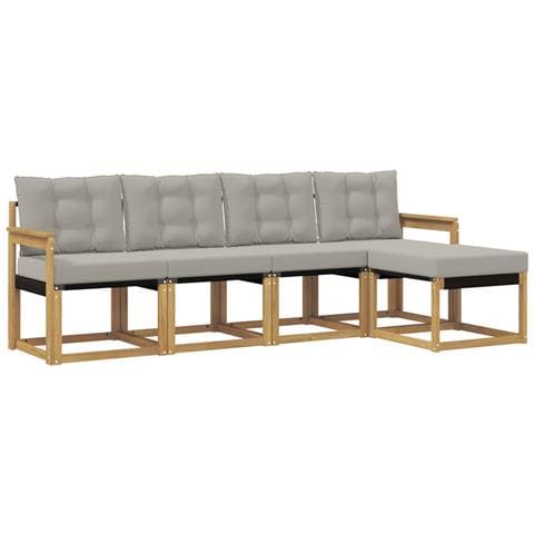 Set di divani da esterno 5 pcs Bianco e Grigio Chiaro - Foto 1