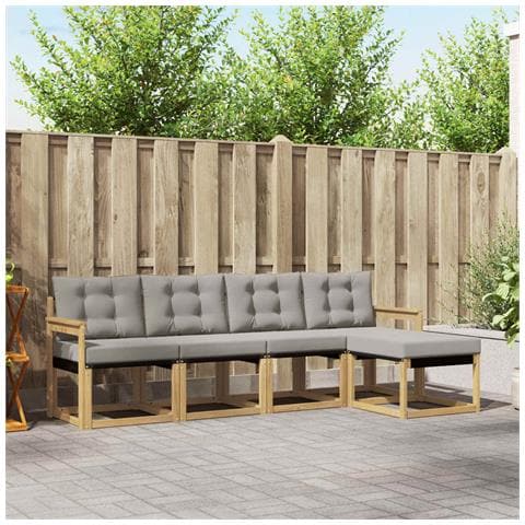 Set di divani da esterno 5 pcs Bianco e Grigio Chiaro - Foto 2