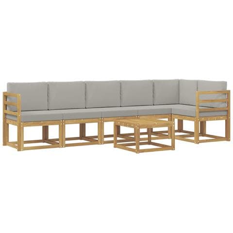 Set di divani da esterno 7 pcs Bianco e Grigio Chiaro - Foto 1