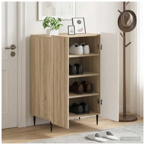 Mobile per scarpe ZWOLLE 59,5 x 39,5 x 91,5 cm Rovere Sonoma - Foto 2
