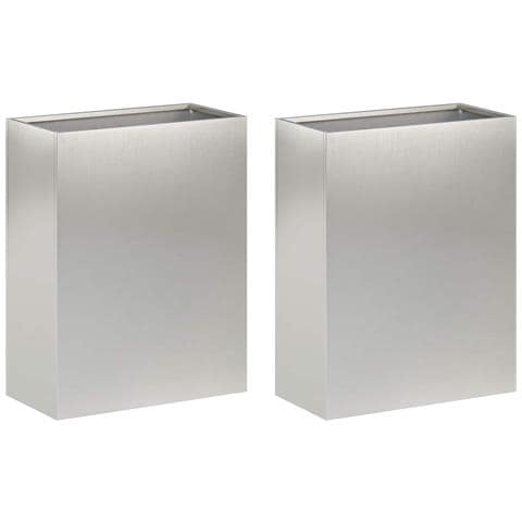 Vaso da giardino 2 pz Argento 40 x 20 x 40 cm Acciaio Inox - Foto 1