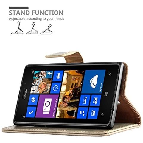 Custodia Compatibile Con Nokia Lumia 925 In Marrone Cappuccino - Coperchio Protettiva Con Chiusura Magnetica, Funzione Stand E Tasca Per Le Carte - Foto 2