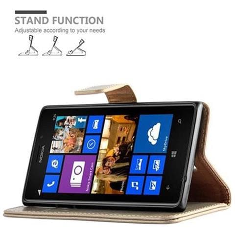 Custodia Compatibile Con Nokia Lumia 925 In Marrone Cappuccino - Coperchio Protettiva Con Chiusura Magnetica, Funzione Stand E Tasca Per Le Carte - Foto 10
