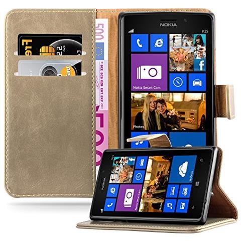 Custodia Compatibile Con Nokia Lumia 925 In Marrone Cappuccino - Coperchio Protettiva Con Chiusura Magnetica, Funzione Stand E Tasca Per Le Carte - Foto 1