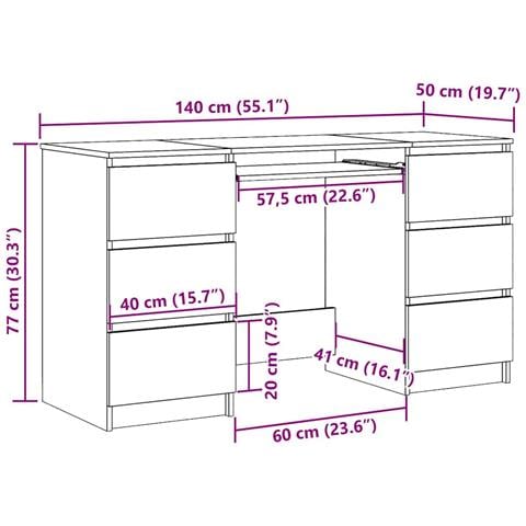 Scrivania Bianca 140x50x77 cm in Legno Multistrato - Foto 2