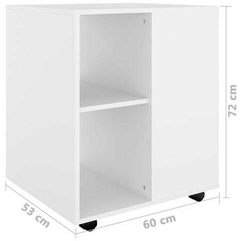 Mobiletto con Ruote Bianco 60x53x72 cm in Legno Multistrato - Foto 9