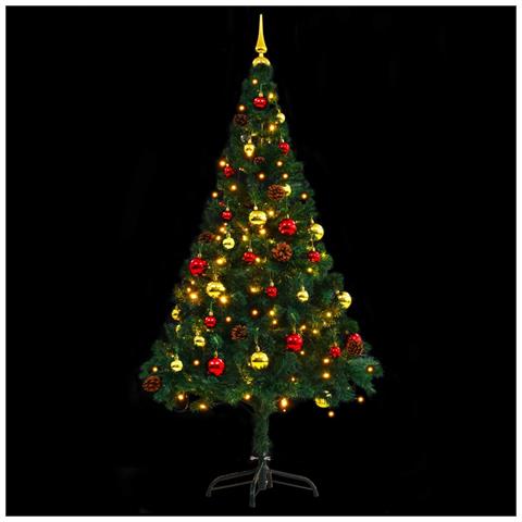 Albero di Natale Preilluminato con Palline Verde 150 cm - Foto 9